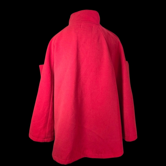Elegant Red Double-Breasted Women's Cape Coat Size Large  No Size Tag - Picture 3 of 5
